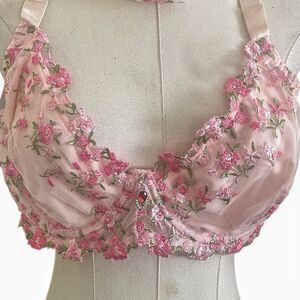 FFF Pink Plus Size Sheer Floral Bra & Panty Set Size 2X NWT
